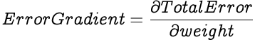 image illustrating an equation for calculating partial differential of error with respect to weight