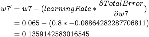 image illustrating an equation for calculating new value for w7