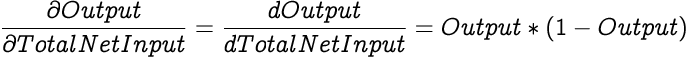 image illustrating an equation for partial derivative of output with respect to the total net input