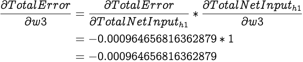 image illustrating an equation for partial differential of total error with respect to w3