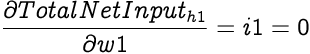 image illustrating an equation for partial differential of total net input of h1 with respect to w1