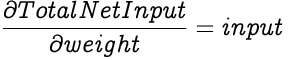 image illustrating an equation for partial derivative of total net input with respect to the weight