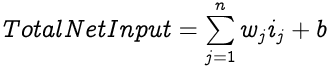 image illustrating an equation to calculate total net input for a neuron with bias