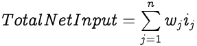 image illustrating an equation to calculate total net input for a neuron